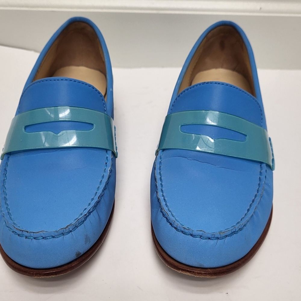 Cole Haan Blue Penny Loafers Womens 8.5 Topaz Reflective Teal Strap